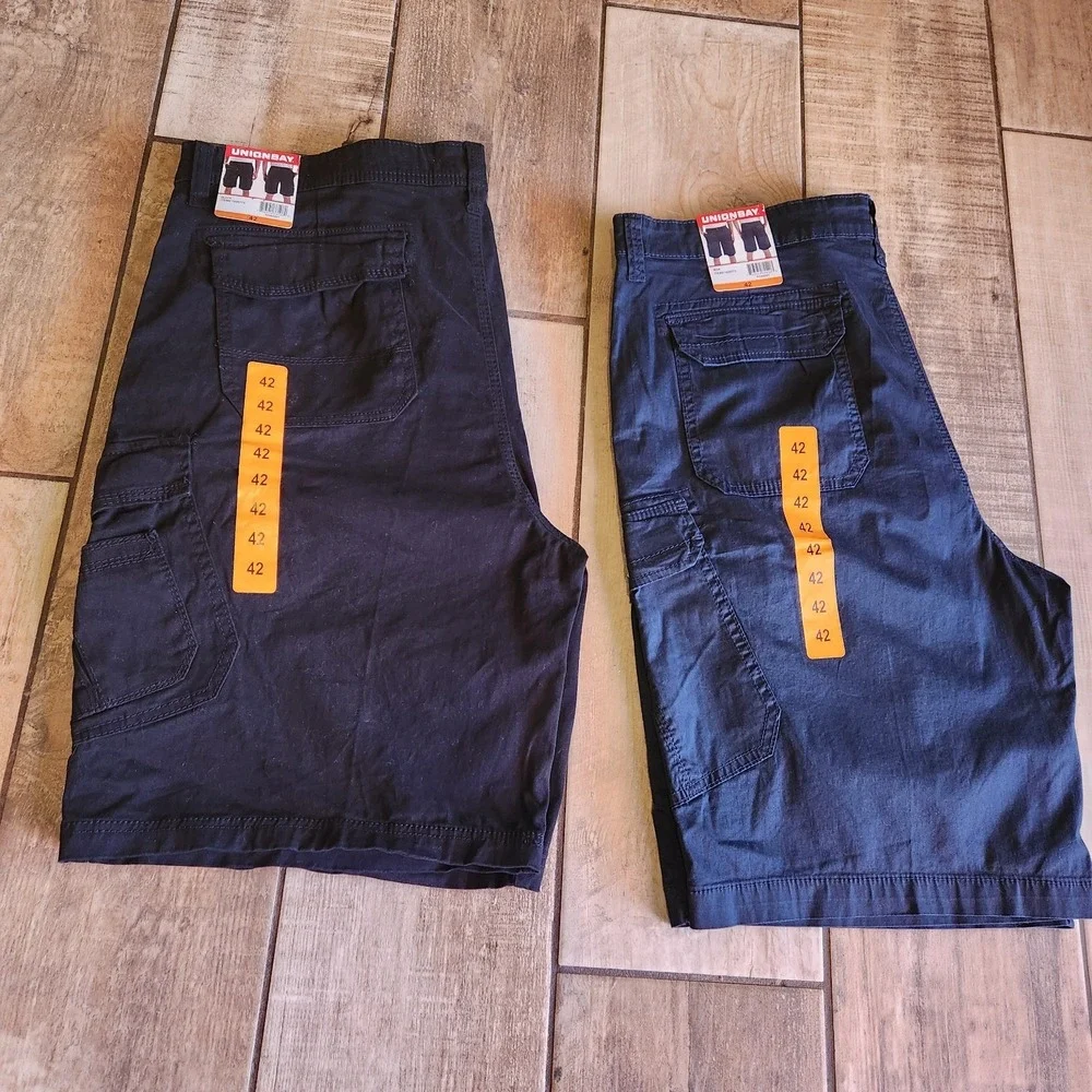 Union Bay cargo shorts Mens Size 42, Black, Blue. NWT. Fisherman Coastal Preppy